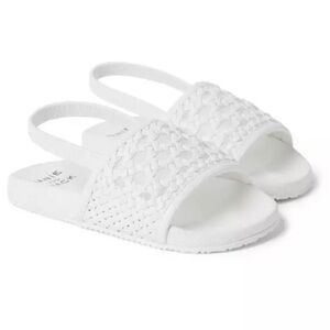 NWOT baby girl Janie and Jack Woven poolside sandals, white. Size: 4